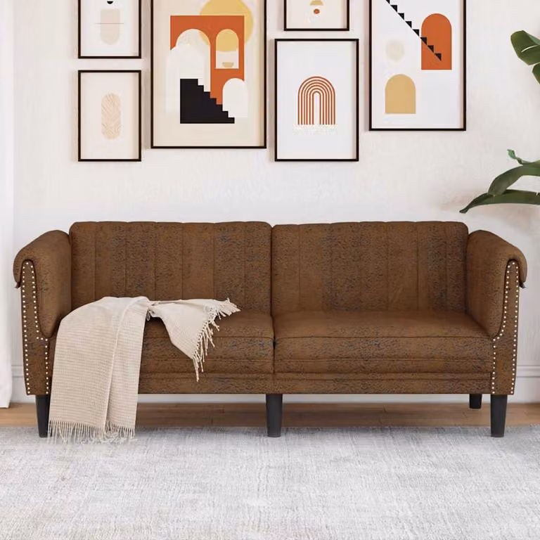 vidaXL Divano a 2 Posti Moderno in Similpelle Marrone con Struttura in Legno e Composito L: 182 cm, P: 77 cm, H: 74 cm