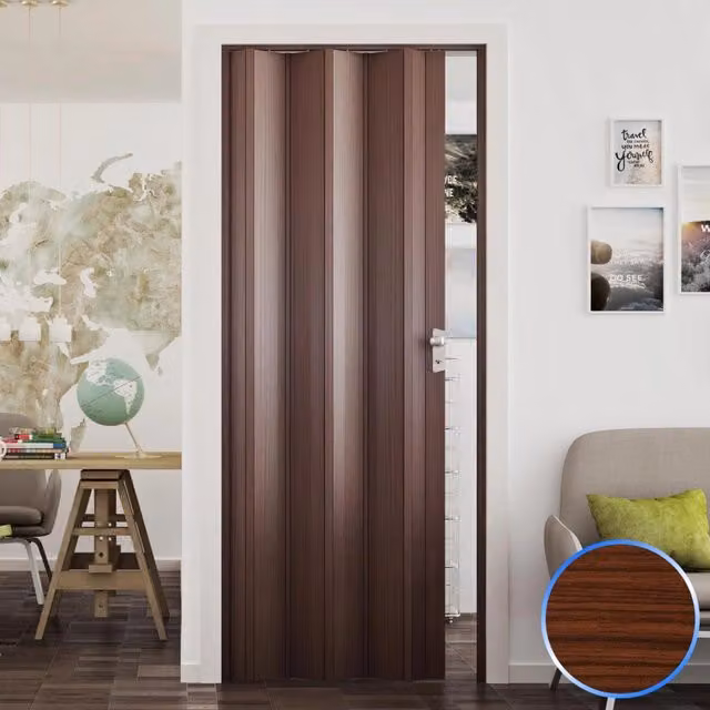 Porta a soffietto da interno in PVC mod. Luciana colore Noce Mansonia L: 88,5 cm x H: 214 cm