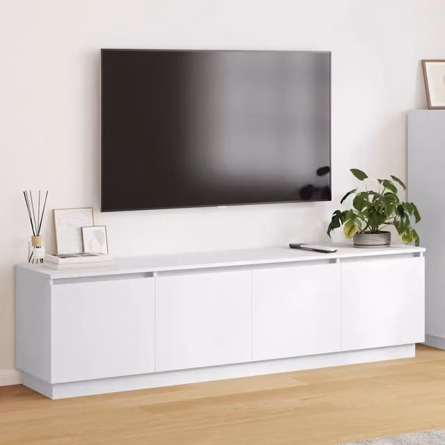 Mobile TV con LED-Credenza per TV Bianco 180 x 38 x 49 cm Legno multistrato