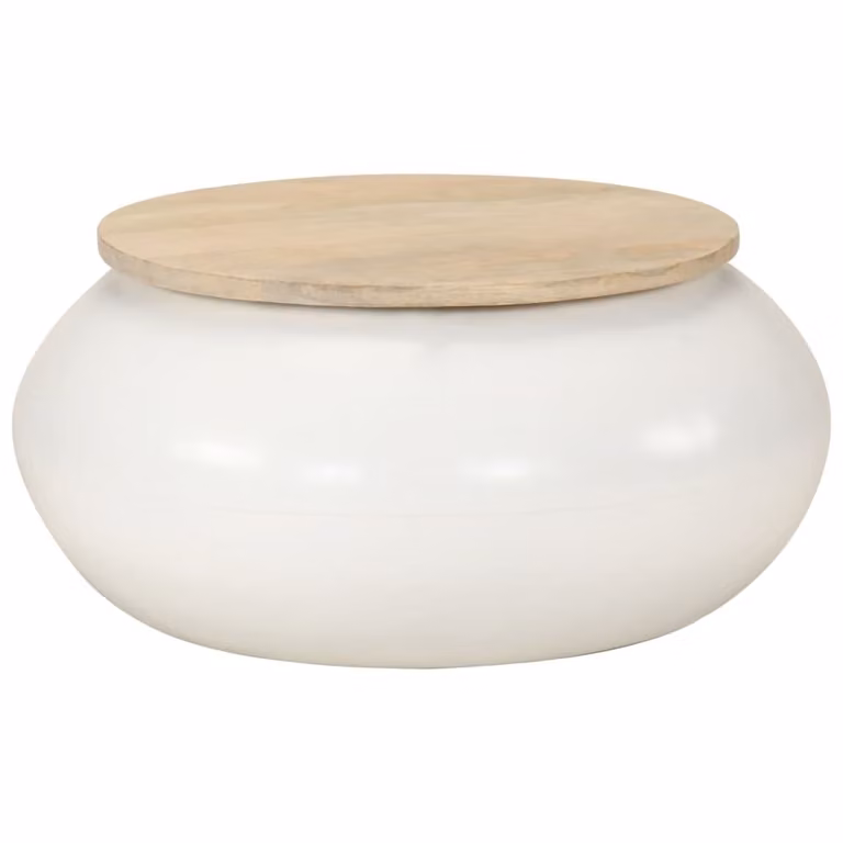 Maison Exclusive - Tavolino bianco, 51x51x27 cm, in legno massello di mango