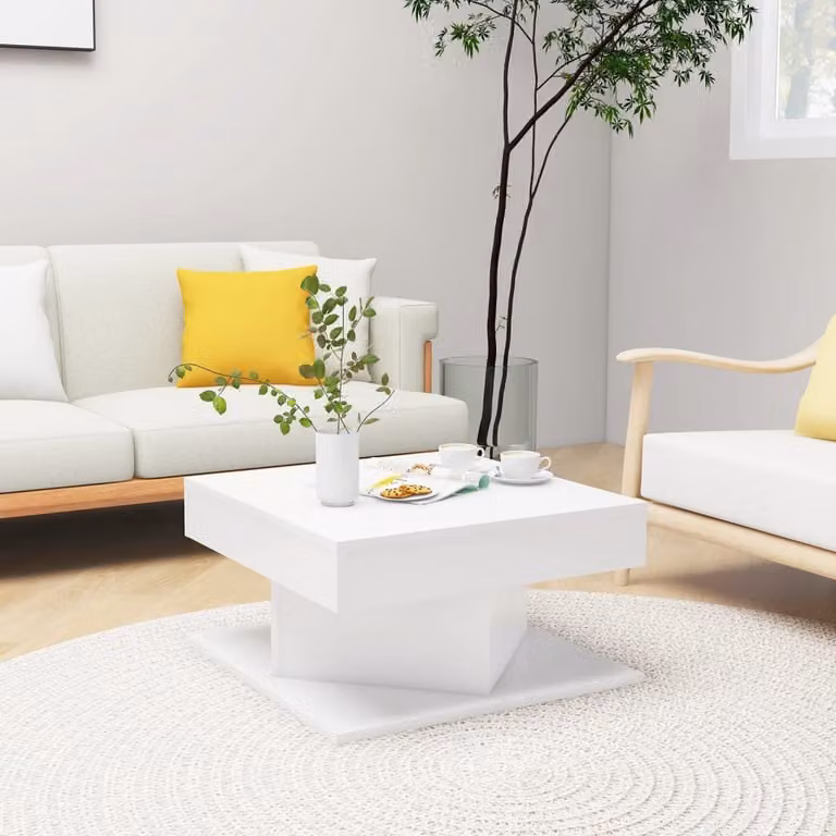 Maison Exclusive - Tavolino bianco 57x57x30 cm Materiale ligneo