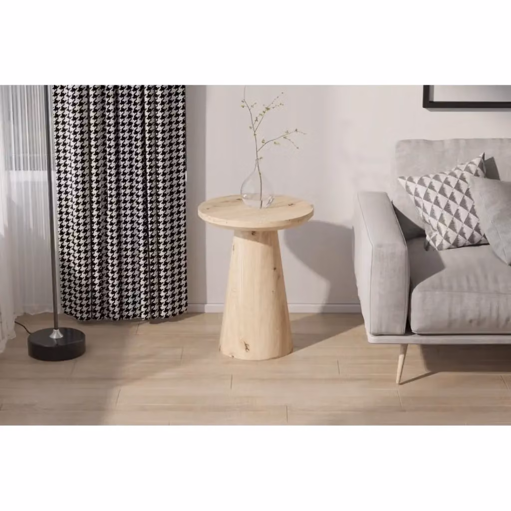 Tavolino rotondo Meublorama collezione TIGNES con effetto pino, colore marrone e beige, Diametro: 45 cm, Altezza: 55 cm – 2
