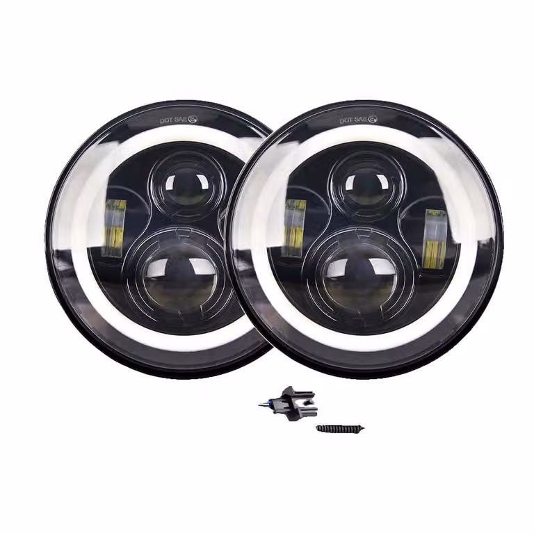 Fari a LED da 7 pollici, con funzione di luci abbaglianti/anabbaglianti, grado di protezione IP68 (impermeabili), colore grigio scuro