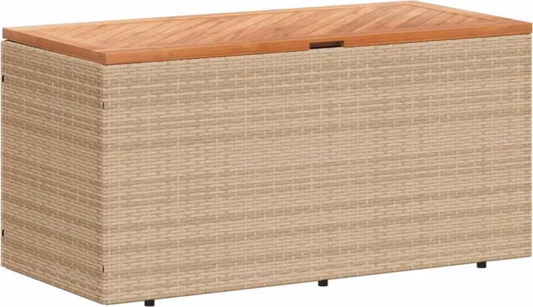 Contenitore da Giardino Beige 110x50x54 cm Polyrattan e Acacia