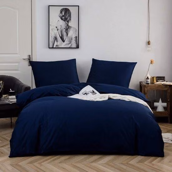 Ibenzoa® Copripiumino in cotone 135x200 cm – blu navy, 100% cotone, filatura 400, con federa 80x80 cm, chiusura a zip