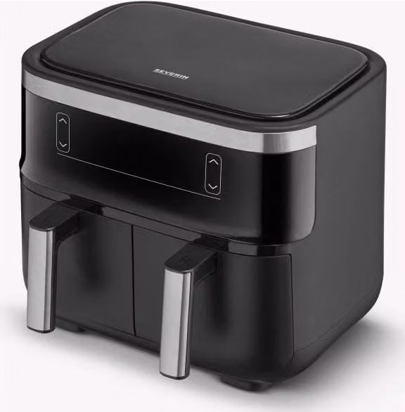 Severin FR2463 Friggitrice ad aria Dual Zone da 8 L, 2600 W, con Display Digitale e Timer, colore Nero