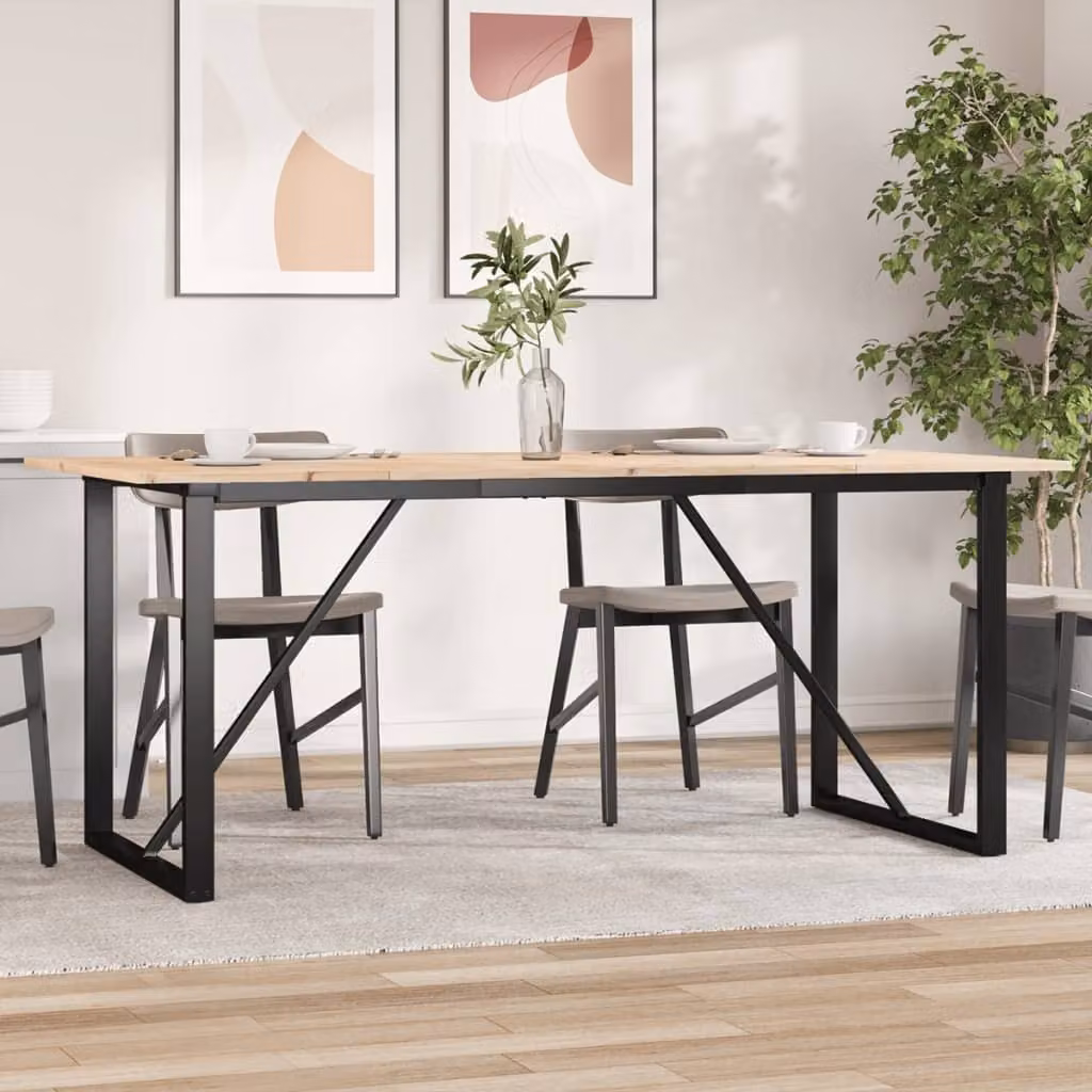 Maison Exclusive - Tavolo da Pranzo Telaio a O 180x90x75 cm Legno Pino e Acciaio