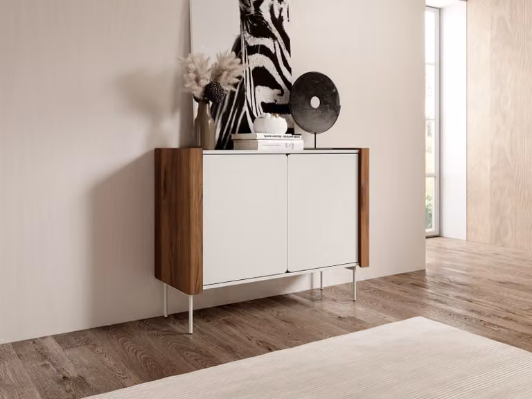 Cassettiera con ante LIA - noce / cashmere