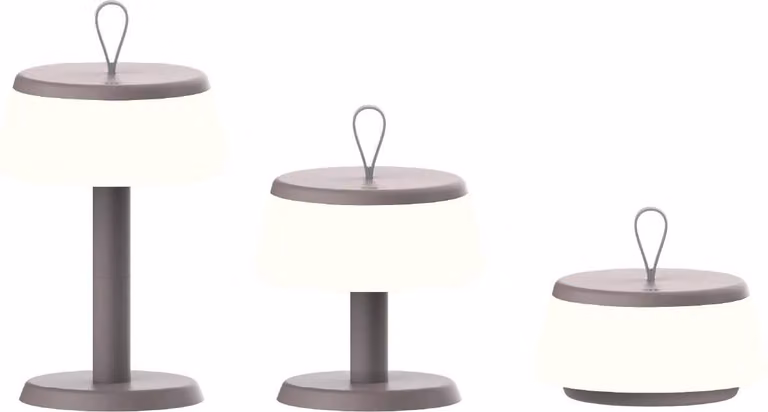 Luxus Europe - Lampada da tavolo Samos 3-in-1, color tortora - Lampada da tavolo da esterno senza fili, con altezza regolabile – Ricaricabile