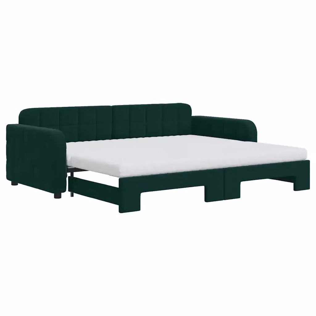 Divano Letto Estraibile vidaXL in Velluto Verde con Cassetto per Materasso L/P/H: 224 x 90 x 71 cm – 2