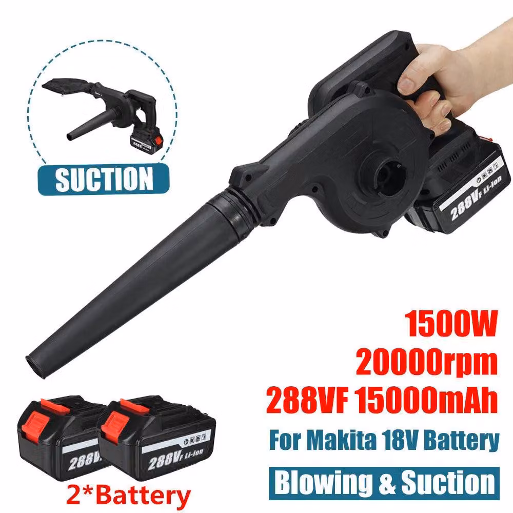 Soffiante a batteria - Aspirapolvere a batteria - Soffiante ad aria - Elettrica - 1500W - 20000 RPM - Aspirapolvere portatile 2-in-1