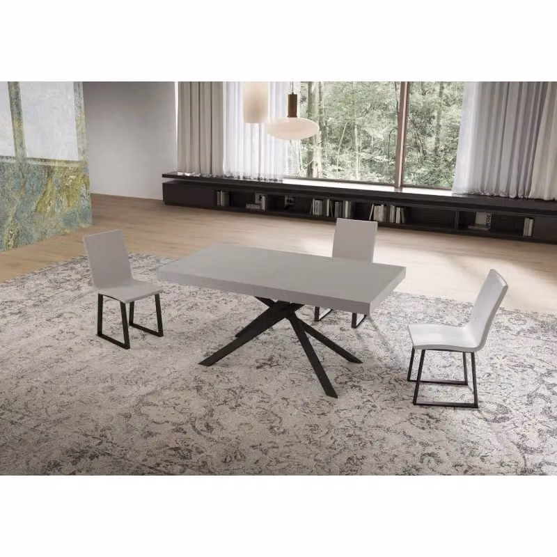 Tavolo allungabile Niket ITAMOBY con telaio in metallo antracite e piano Cashmere, L: 160-420 cm, P: 90 cm – 2