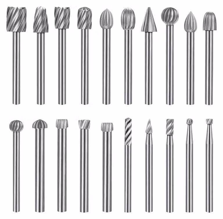 Set di utensili per la lavorazione del legno, composto da 20 pezzi, con attacco da 3 mm, per incisioni e forature