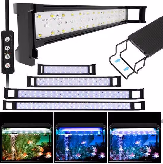 Lampada LED per acquari da 20 W con supporto cromato