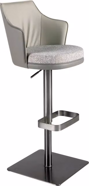Sgabello girevole Angel Cerdá in tessuto grigio e similpelle grigio scuro con ruote