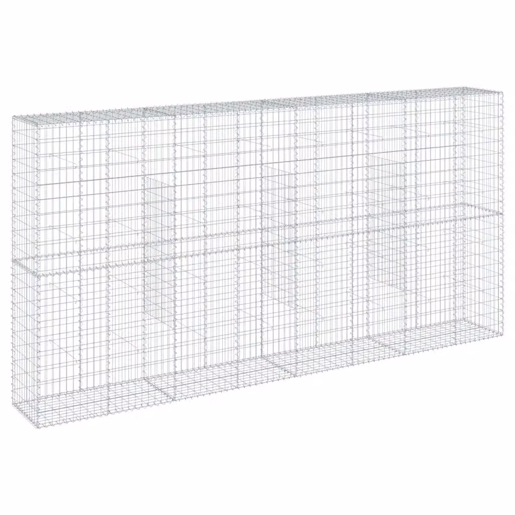 Cesto Gabbione con Copertura vidaXL in Ferro Zincato Grigio L: 400 cm, P: 50 cm, H: 200 cm – 2