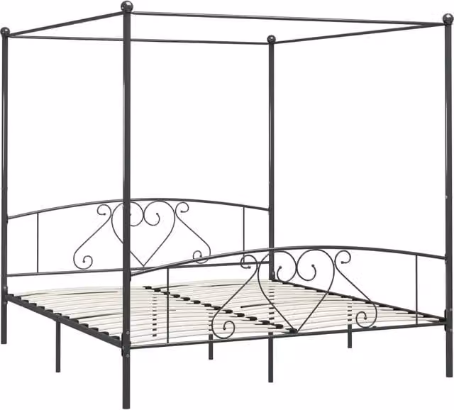 Giroletto Baldacchino senza Materasso-Struttura Letto Grigio 180x200 cm Metallo
