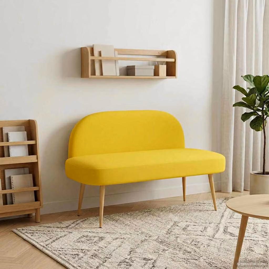 vidaXL Panchina imbottita con schienale in tessuto Giallo chiaro L: 110 cm, P: 60 cm, H: 76 cm