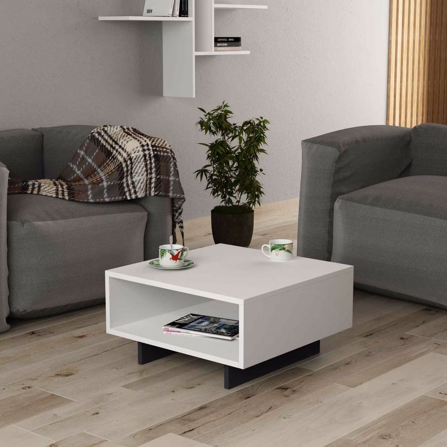 Tavolino di design HANNA bianco / antracite