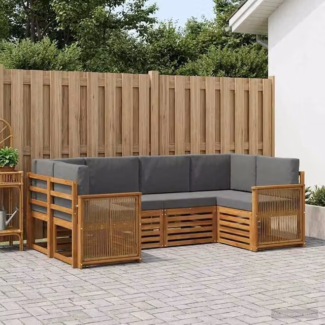 Set di divani da esterno 5 pz Naturale e Antracite 3384778