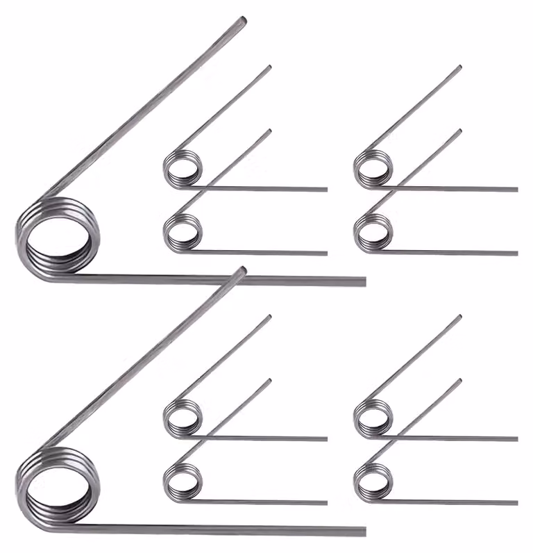 Molle a torsione, 10 pezzi, a forma di "V", in acciaio inossidabile, diametro 0,5 mm, diametro 4,5 mm, 3 spire, 60°