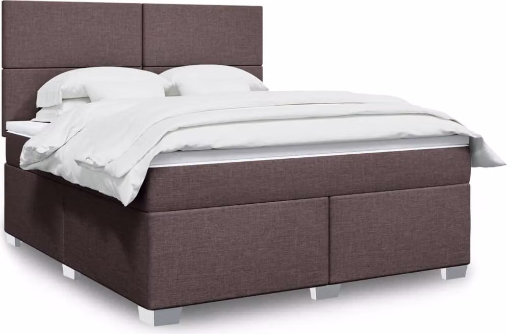 Maison Exclusive - Letto boxspring con materasso, marrone scuro, 180x200 cm, rivestimento in tessuto