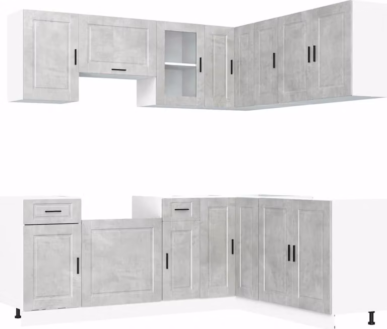 Set Mobili da Cucina 11 pz Porto Grigio Cemento in Truciolato