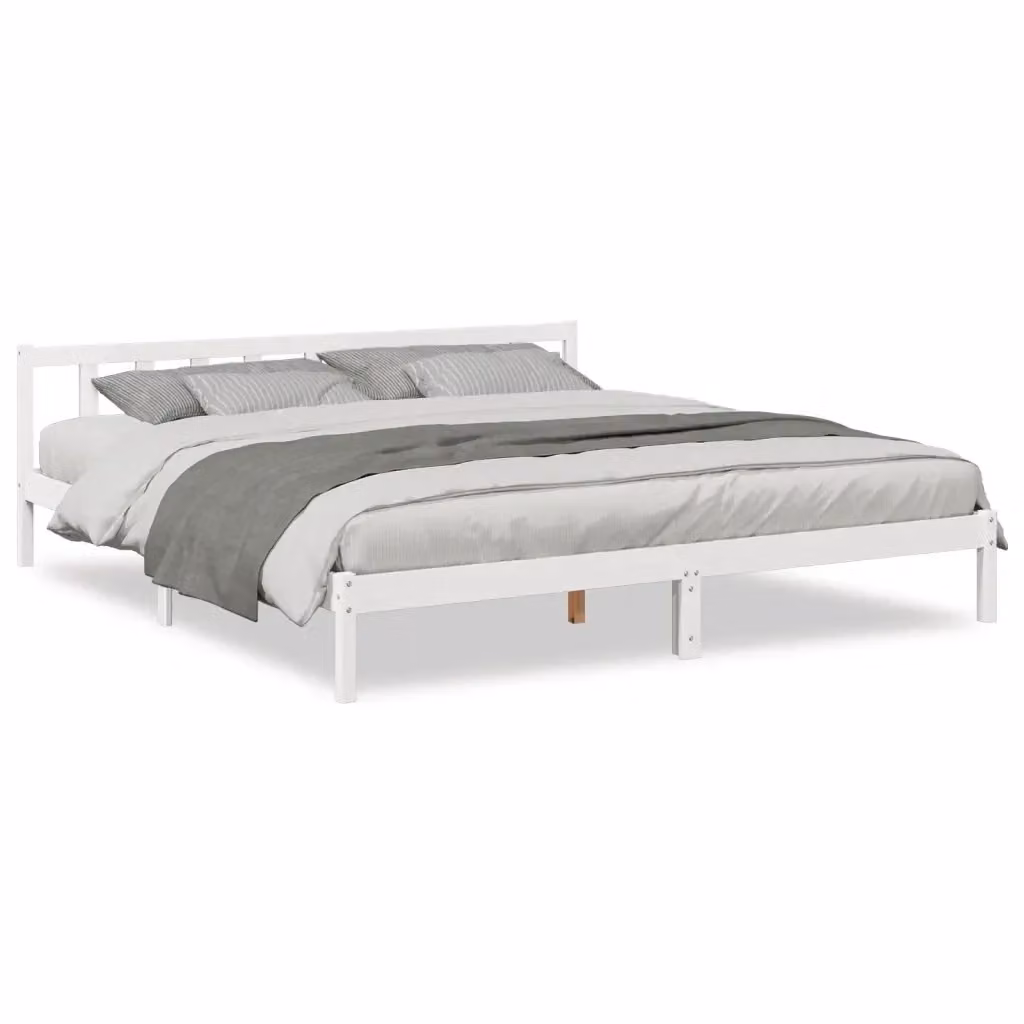 Letto extra lungo vidaXL in legno di pino bianco con doghe in legno L/P/H: 200 x 220 x 69,5 cm – 2