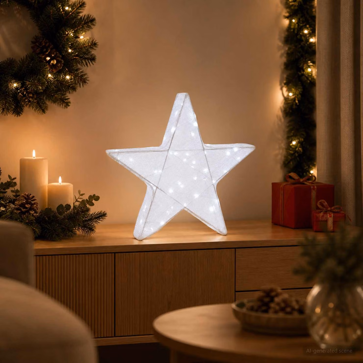 vidaXL Stella di Natale 3D 50 LED Bianco freddo 55 x 53,5 x 10 cm