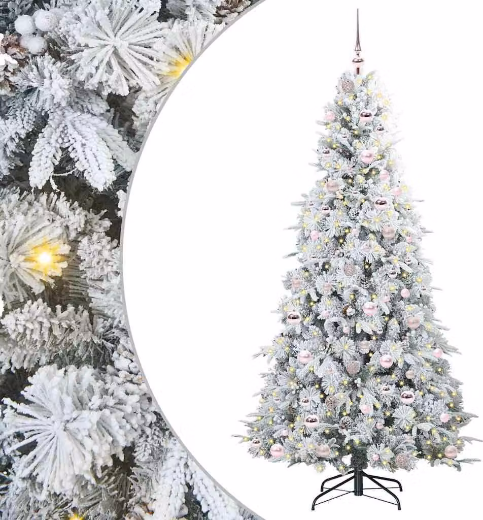 Albero di Natale Artificiale con Rami Pieghevoli Bianco 210 cm