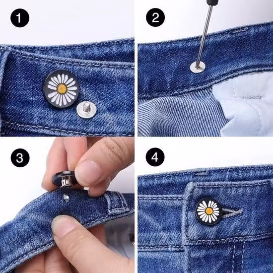 22 set di bottoni di ricambio per jeans da 17 mm, perni rimovibili senza cuciture con cacciavite, disponibili in 11 finiture (ottone/argento/nero)
