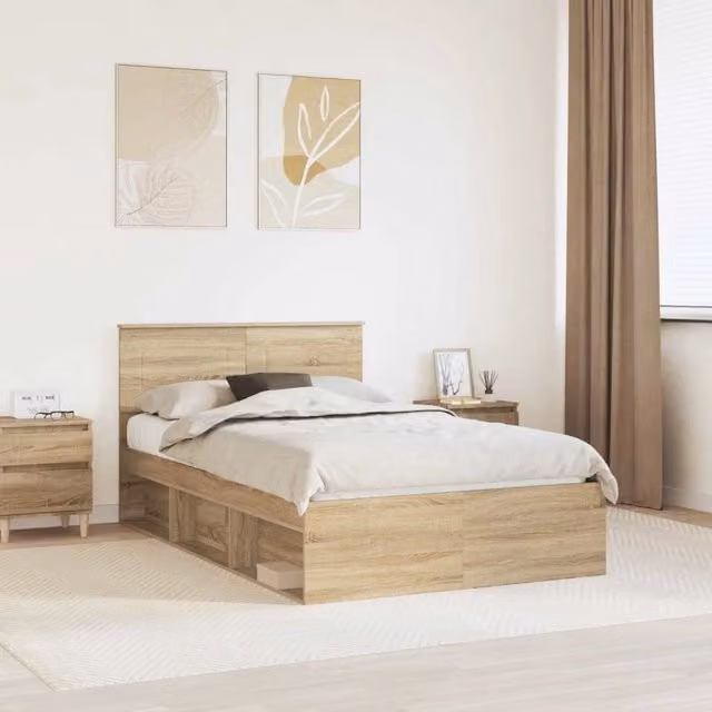 Struttura del letto Sonoma vidaXL in legno ingegnerizzato marrone L/P: 120 x 200 cm