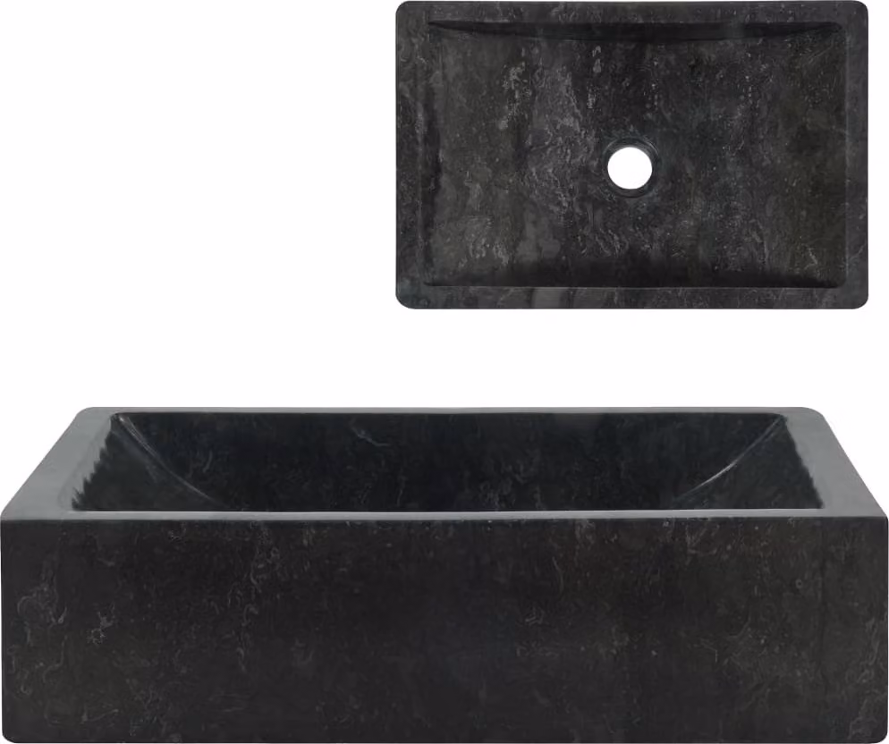 The Living Store lavabo 45x30x12 cm in marmo nero lucido
