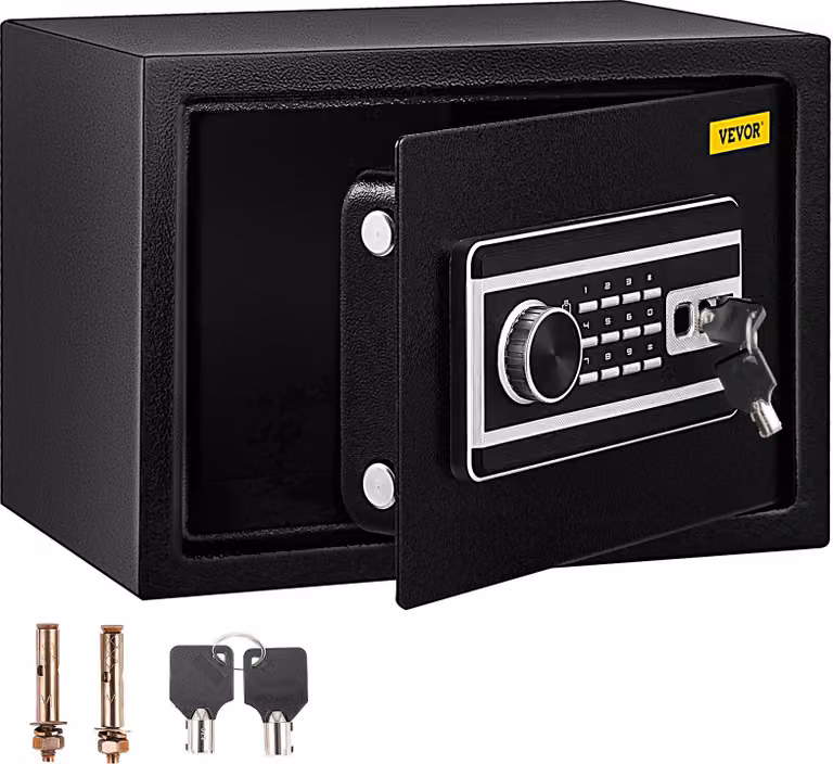 Cassaforte da 0,8 piedi cubi, cassaforte per mobili con capacità di carico di 10 kg, cassaforte a muro nera antipolvere con codice di impronte digitali tastiera chiave 4 sistemi di chiusura cassaforte di sicurezza appartamento hotel ufficio
