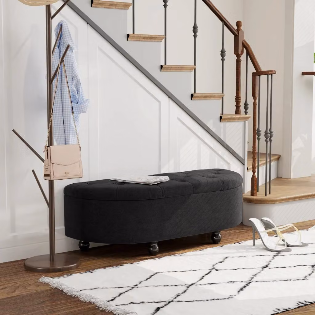 Panca contenitore REDOM in velluto grigio, L: 120 cm, P: 46 cm, H: 42 cm – 2