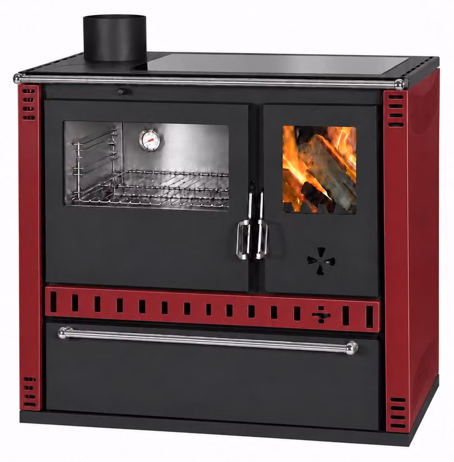 Cucina a legna PRITY GTD FI G DR 10,9 kW, Bordeaux, forno sinistro