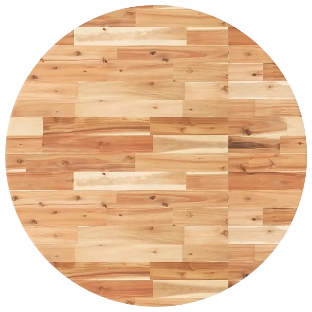 Piano Tavolo Rotondo in Legno Massello di Acacia Oiled vidaXL, Marrone, Ø 90 cm, H: 4 cm – 2