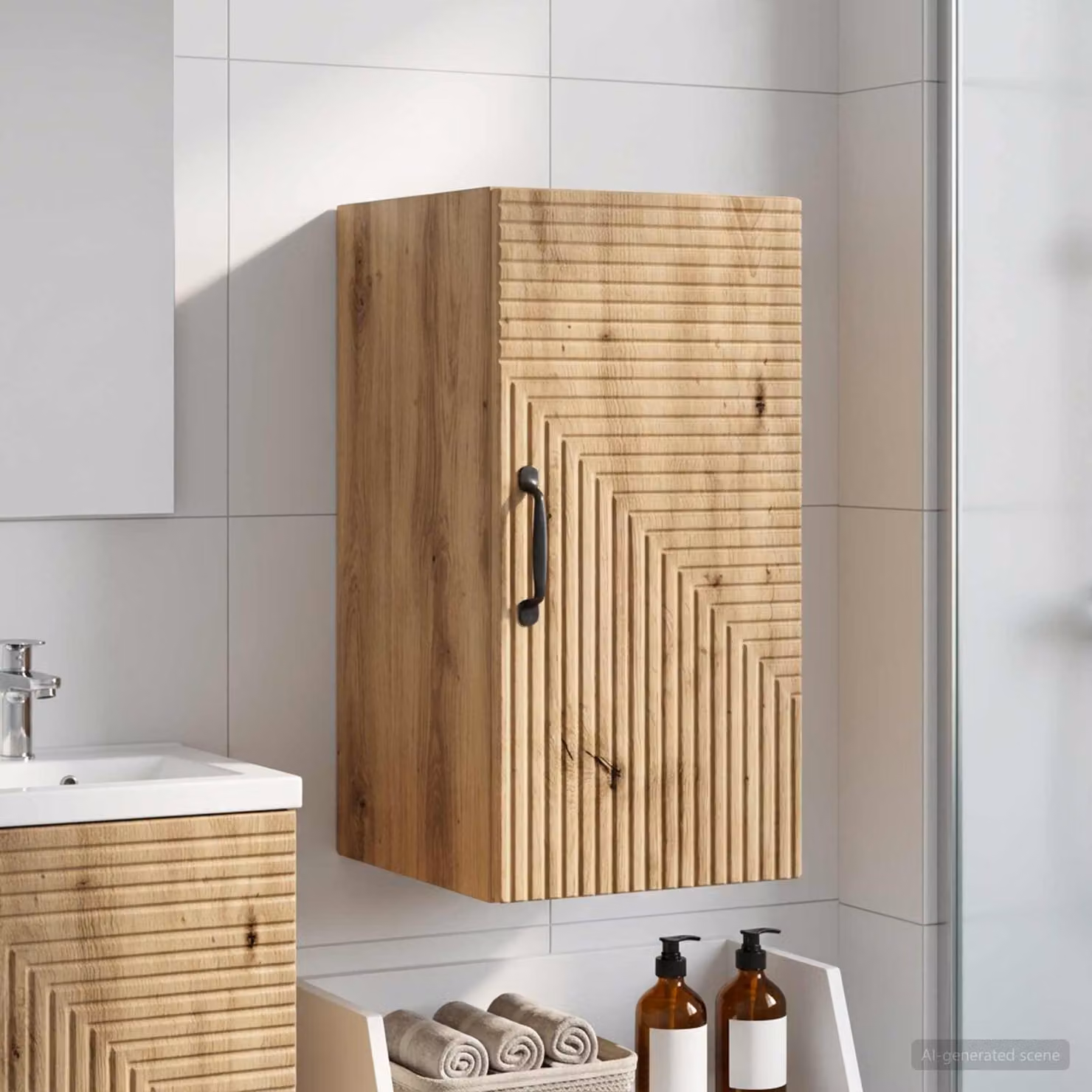 Armadio da bagno a muro vidaXL HAARLEM moderno in legno e metallo marrone e nero