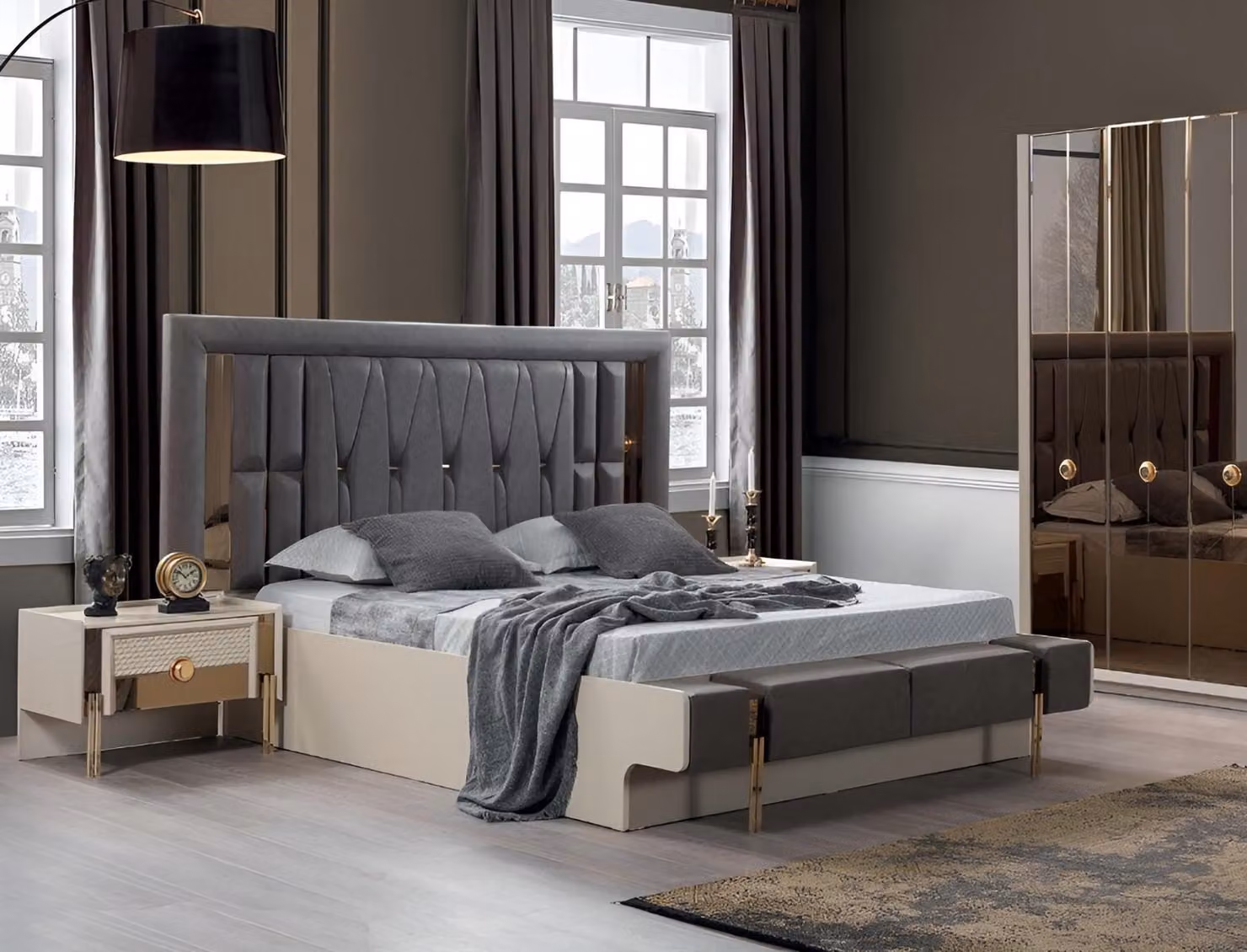 Luxus Bett Moderne Design Schlafzimmer Polster Möbel Doppel Bett