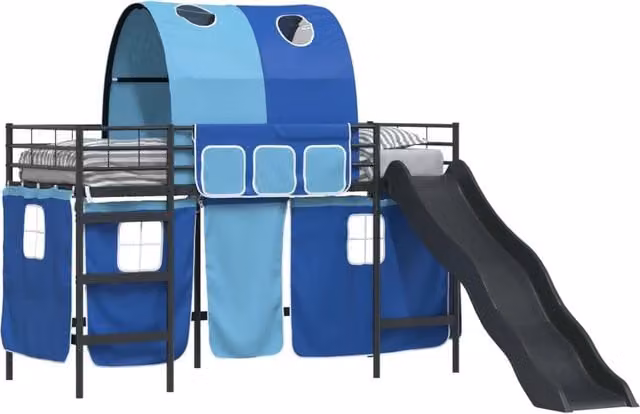 Struttura del letto loft per Bambini | Letto Infantile | Lettino Nero e Blu 100 x 190 cm