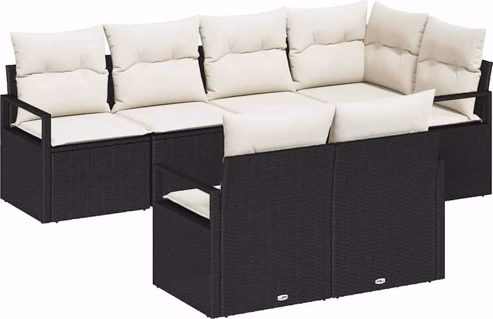 Set di divani 7 pcs Nero polyrattan