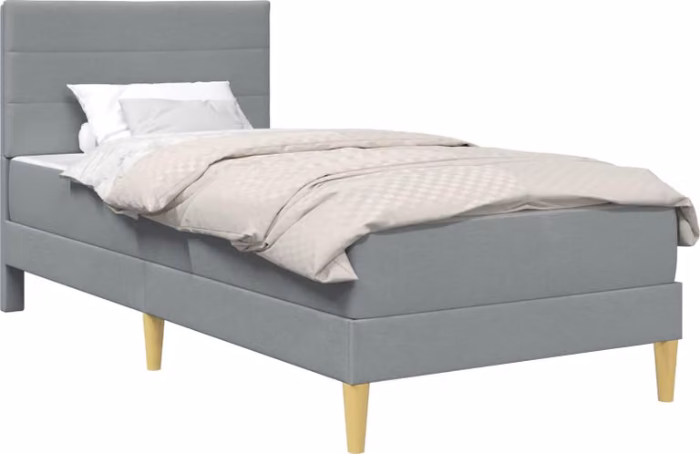 Struttura del letto con materasso grigio chiaro, dimensioni 90 x 190 cm, tessuto