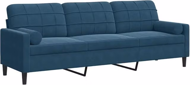 Divano | Divano da soggiorno | Sofa a 3 Posti con Cuscini Blu 210 cm in Velluto