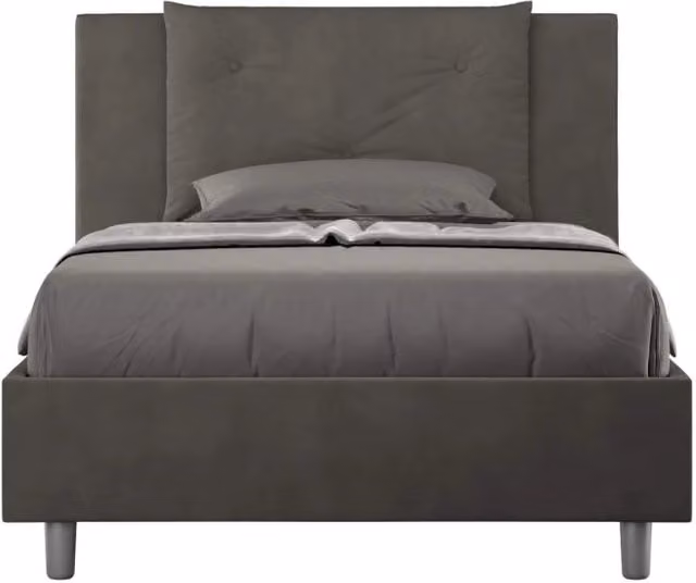 Letto una piazza e mezza senza rete imbottito 110x210 microfibra grigio Appia