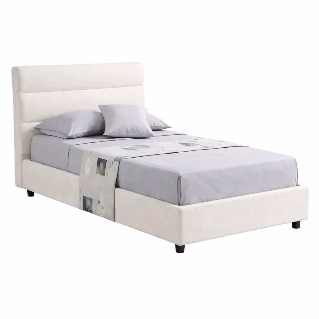 Letto Singolo Adalpina con Materasso Incluso, Struttura con Contenitore a Sollevamento, Made in Italy, Beige, L/P: 80 x 200 cm – 2