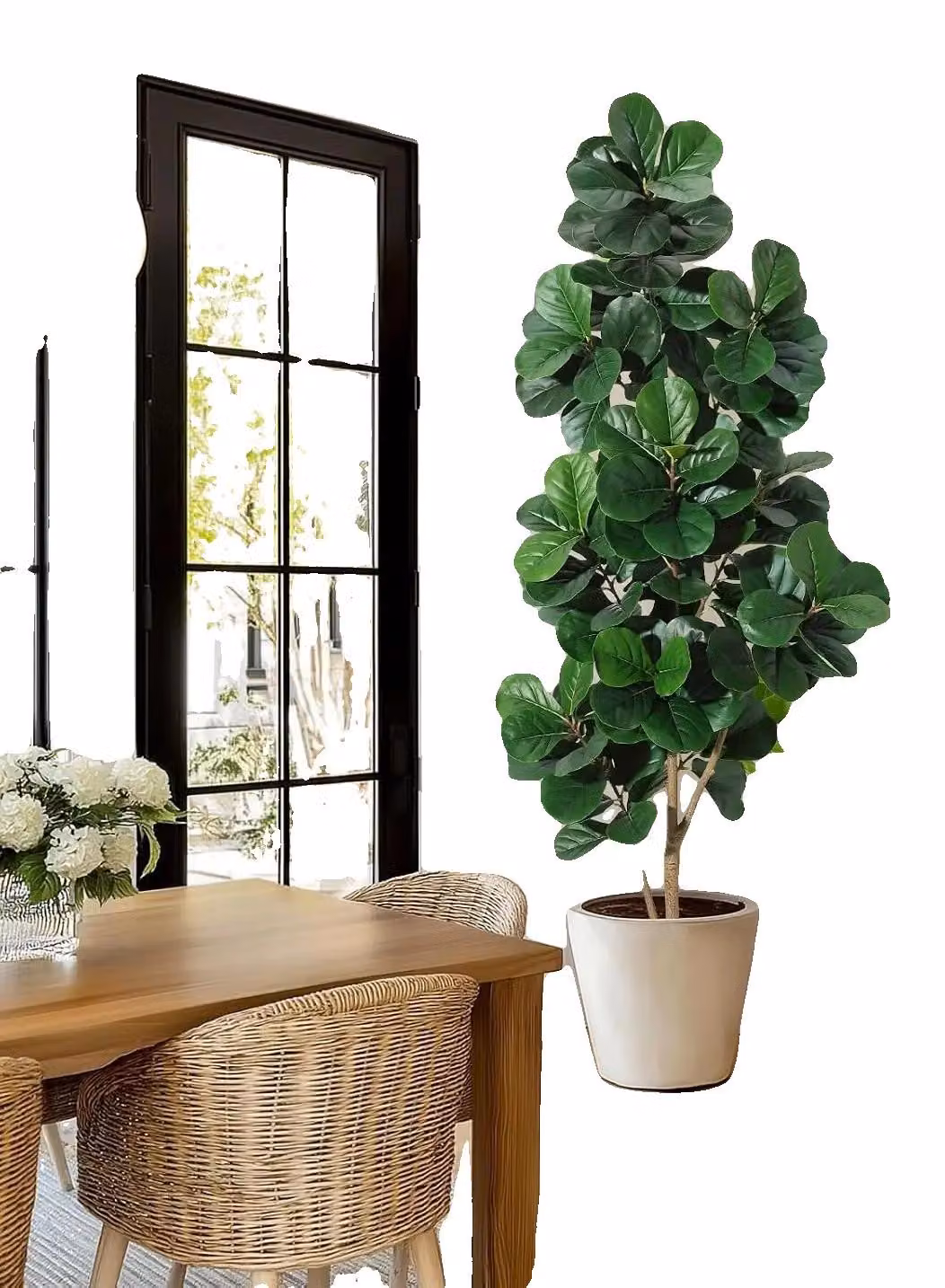 Albero di fico d'India artificiale, design realistico, senza manutenzione, 210 cm, colore bianco