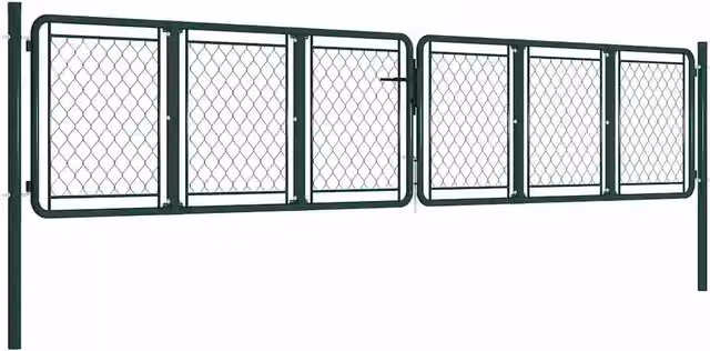 Cancello da Giardino in Acciaio 400x75 cm Verde 144414