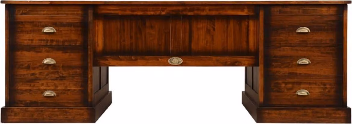 Casa Padrino scrivania in stile vintage marrone 220 x 95 x h. 78,5 cm - Scrivania in legno massello con 12 cassetti - Mobili da ufficio in stile vintage - Mobili da ufficio - Mobili da ufficio in legno massello