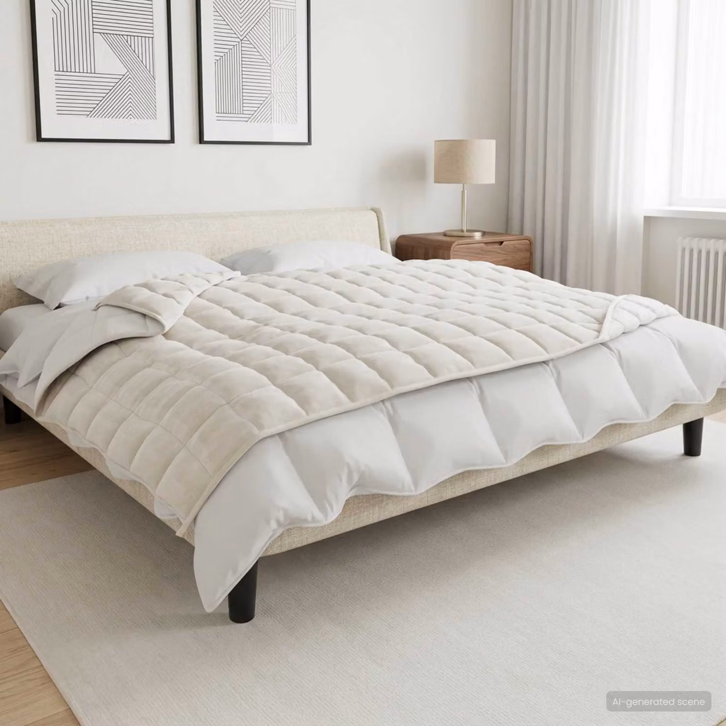 Coperta Ponderata vidaXL in Cotone Bianco, 137 x 200 cm, 10 kg