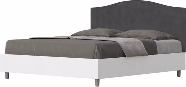 Letto Matrimoniale 160x200 cm struttura bianco frassino testata Grace - Con rete,Microfibra,Grigio